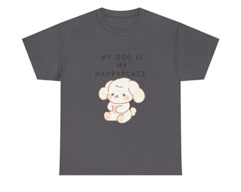 Hund Happy Place Shirt, Pastell Welpen Illustration, Hunde Liebhaber Geschenk, gemütliches Baumwoll T-Shirt