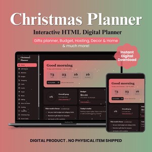 Christmas Gift Planner HTML Web App, Interactive Budget Tracker & Holiday Shopping Organizer