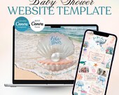 Sea You Soon Baby Shower Website Template with RSVP, Editable Canva Baby Shower Invite, Digital Invitation