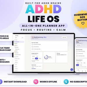 ADHD Digital Planner, ADHD Life Organizer, Daily Task & Habit Tracker, Focus Planner, Interactive HTML Planner