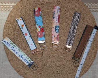 Handmade Wristlets Key Fobs– Upcycled Fabric Keychains- Floral Wrist Straps- Eco-friendly Practical Gift