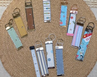 Handmade Michigan Travel-inspired Keychains– Uniquely Stitched, Repurposed, Retro, Upcycled Fabrics, Coordinating & Matching Key Rings