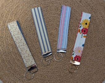 Handmade Quilted Wristlets– Michigan Travel-inspired Key Fobs– Uniquely Stitched, Repurposed, Retro Fabrics & Upcycled Denim