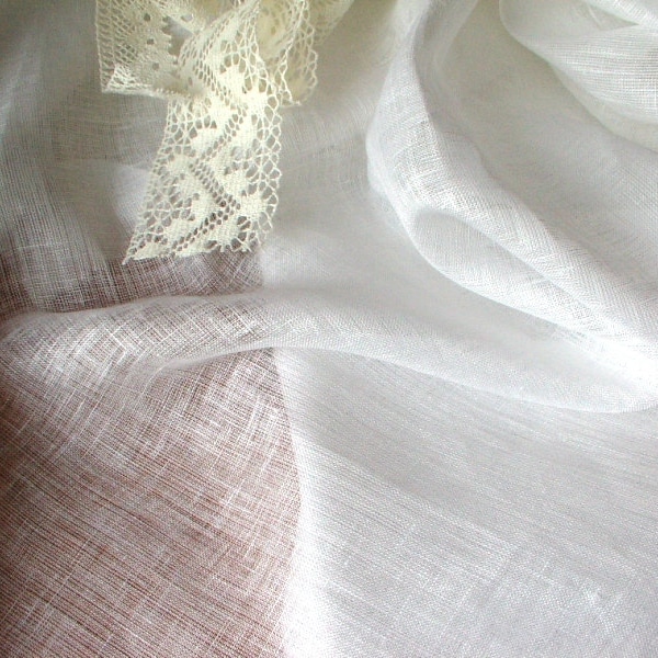 Sheer Gauze Linen-Eyelet Voile-White Thin Transparent Linen Fabric-Linen Mesh Fabric-See Through Lin Tissue-DIY projects-Wholesale Available