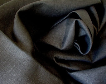 Black Linen Solid Fabric--Dyed Thick Linen Tissue--NO FINISHING--DIY Projects