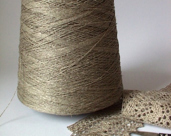 Organic Natural Flax Linen Yarn Thread on cone 2 ply / 3 ply / 4 ply