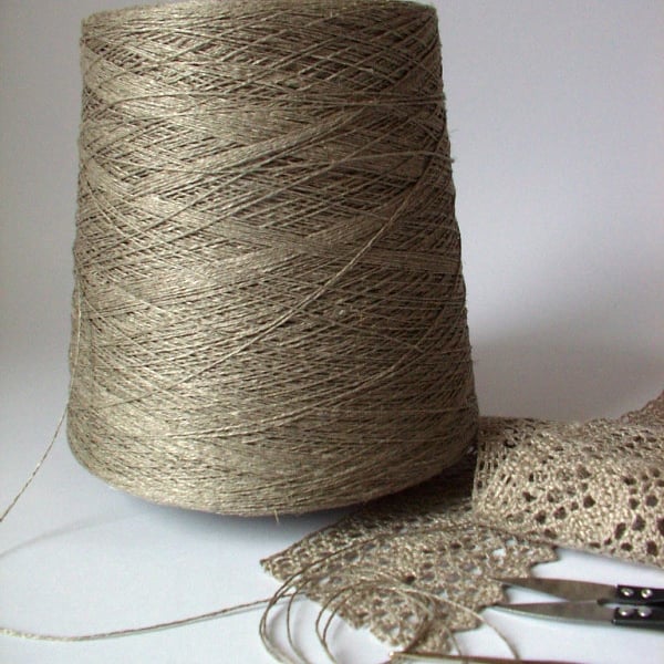 Organic Natural Flax Linen Yarn Thread on cone 2 ply / 3 ply / 4 ply