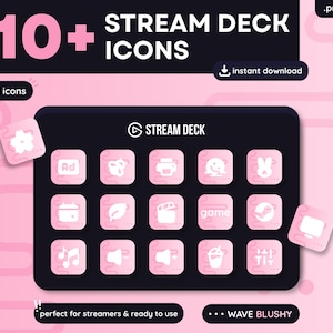 210+ Stream Deck Icons – Wave Blushy Pack – Custom Icons for Elgato Stream Deck – Twitch & OBS Icons – Streaming Setup – Instant Download