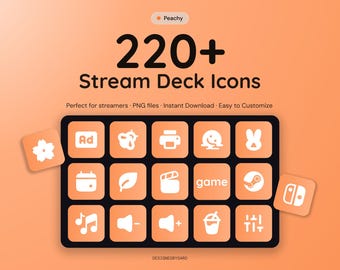 220+ Stream Deck Icons – Glow Peachy Pack – Custom Icons for Elgato Stream Deck – Twitch & OBS Icons – Streaming Setup – Instant Download