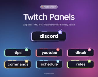 Twitch Panels PNG - 22 Stream Panels - Pastel Twitch Overlay - Discord & Social Media Panels