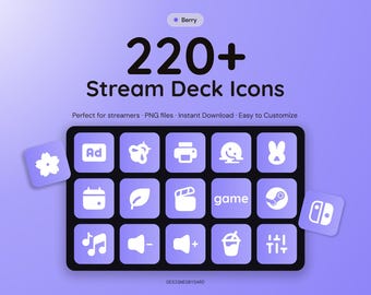 220+ Stream Deck Icons – Glow Berry Pack – Custom Icons for Elgato Stream Deck – Twitch & OBS Icons – Streaming Setup – Instant Download