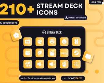 Oltre 210 icone per Stream Deck – Wave Daisy Pack – Icone personalizzate per Elgato Stream Deck – Icone per Twitch e OBS – Configurazione per lo streaming – Download immediato