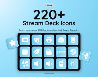 220+ Stream Deck Icons – Glow Cloudy Pack – Custom Icons for Elgato Stream Deck – Twitch & OBS Icons – Streaming Setup – Instant Download