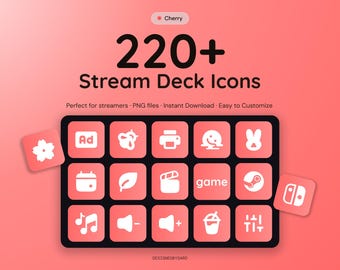220+ Stream Deck Icons – Glow Cherry Pack – Custom Icons for Elgato Stream Deck – Twitch & OBS Icons – Streaming Setup – Instant Download