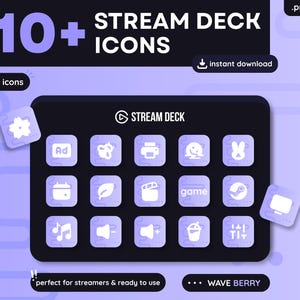 210+ Stream Deck Icons – Wave Berry Pack – Custom Icons for Elgato Stream Deck – Twitch & OBS Icons – Streaming Setup – Instant Download