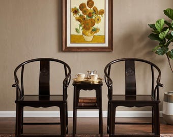 Handmade Ming Chair Set Imperial Midnight Black Gold Wood Heritage Artisan Mortise Tenon Museum Replica Armchair Bespoke Scholar Furniture