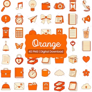 Orange App Icons Bundle | 40 Minimalist iOS Icons (Digital Download)