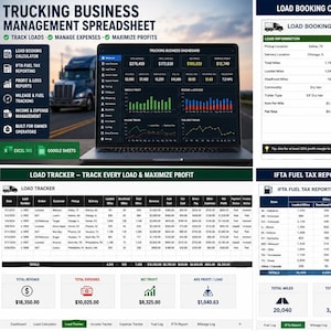Trucking Business Spreadsheet, Owner Operator Load Tracker (Excel, Google Sheets)