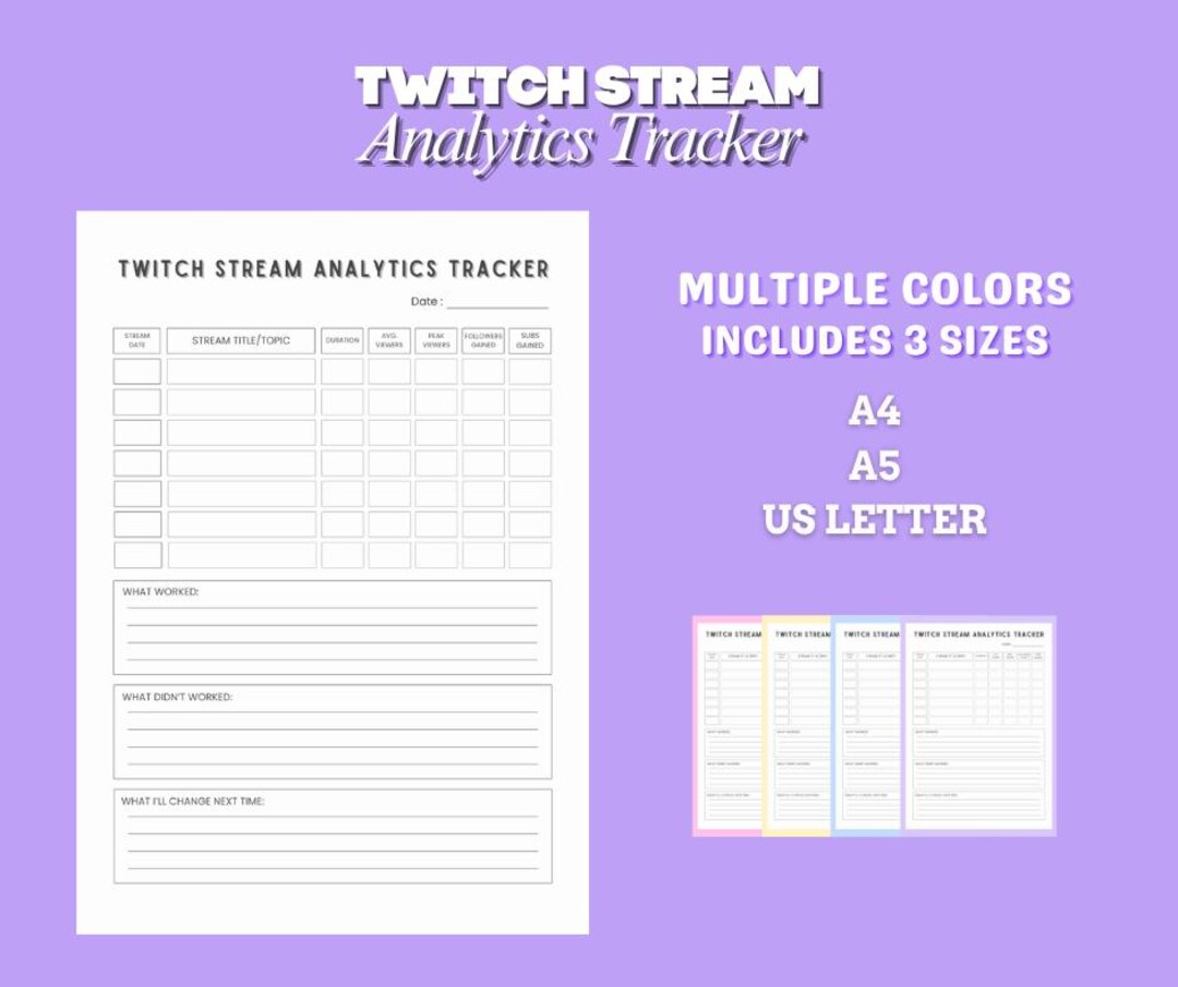 Twitch Stream Analytics Tracker, Streamer Performance Planner, Digital ...