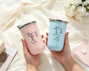 Personalisierter Edelstahl-Kaffeebecher, Brautjungfernbecher, individuelle Tassen für Tee und heiße Schokolade
