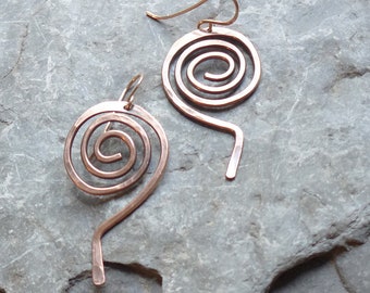 Copper spiral earrings