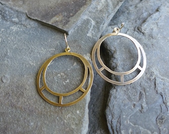 Aros con recorte, aros de latón recortados, aros de latón perforados a mano, aros cortados a mano, pendientes de aro, aros de latón