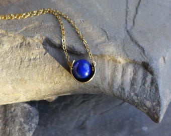 Colgante de lapislázuli, collar de latón y piedras preciosas, opciones de piedras preciosas, piedras preciosas, cadena rellena de oro