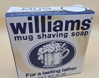 Jabón de afeitar Vintage Williams Mug de 50 g (1.75 oz) con espuma duradera.