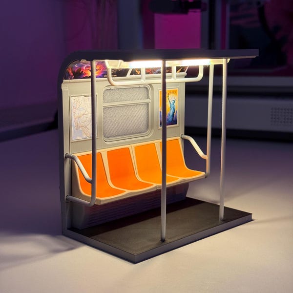 NYC Subway Train Lamp | 3D Printed Ambient Desk Light (120x120x70mm)