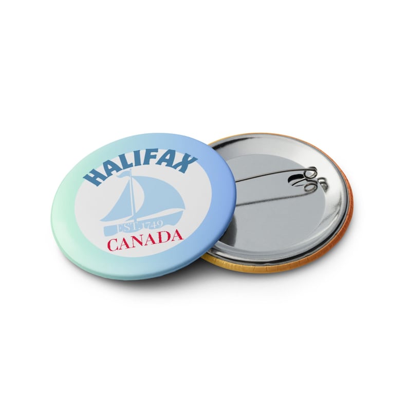 CANADA Souvenir 5 City Set of pin buttons - Halifax, Charlottetown, St. John's, Ottawa and Montréal