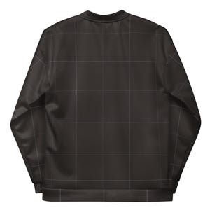 Espresso Brown & Lavender Grid Pattern Unisex Bomber Jacket |