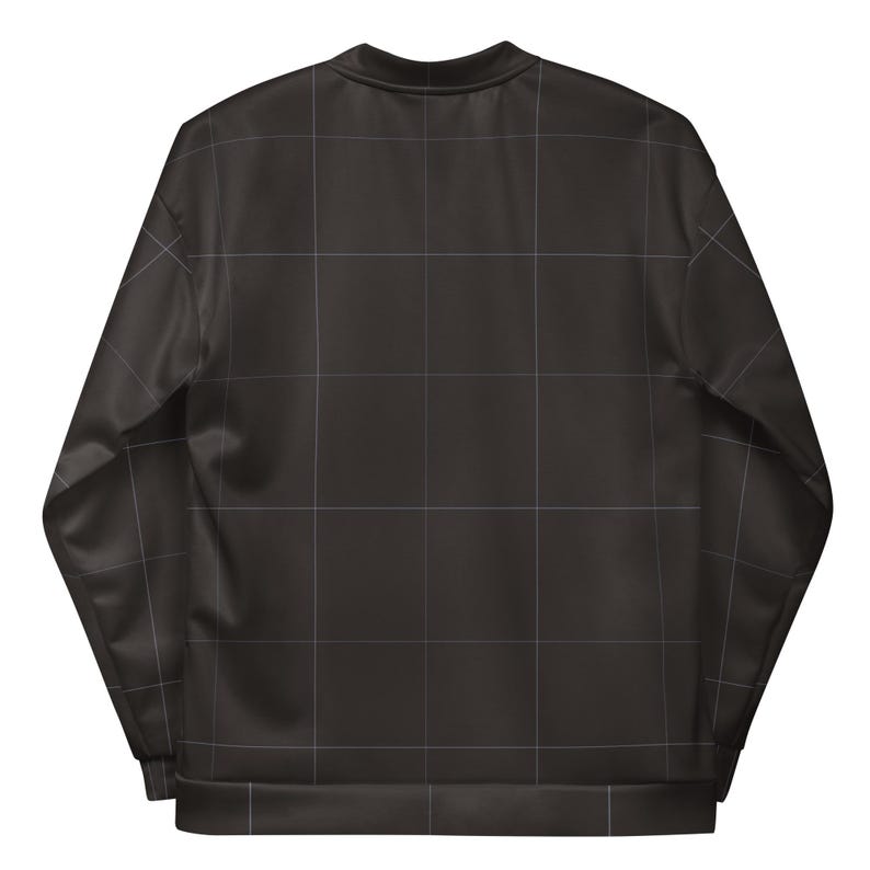 Espresso Brown & Lavender Grid Pattern Unisex Bomber Jacket |