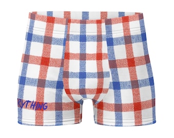 USA Tricolor Plaid Herren Boxer Briefs | "Du verdienst alles" mit absichtlich versteckten kleinen Herzen."