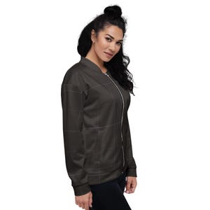 Espresso Brown & Lavender Grid Pattern Unisex Bomber Jacket |