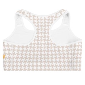 Hidden heart Gingham Check Sports bra | Milk Tea Beige Sport Top