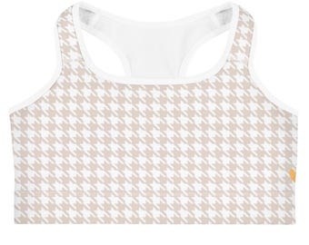 Verstecktes Herz Hahnentritt Sport BH | Milk Tea Beige Workout-Bralettes