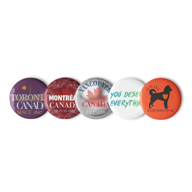 Set of pin buttons