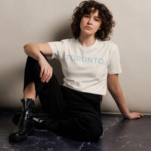 TORONTO Typography Print with Mist Blue | Matching Bone T-Shirt | Minimalist Hometown Series image 6