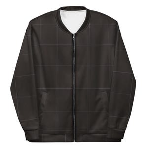 Espresso Brown & Lavender Grid Pattern Unisex Bomber Jacket |