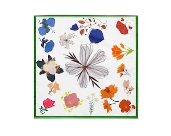 Bandana mit botanischem Wildblumen-Print - Elegantes, von der Natur inspiriertes, florales Kunstaccessoire