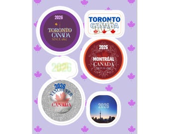 2026 Canadian City Stickers | Toronto, Vancouver, Montreal Glossy Vinyl Decals