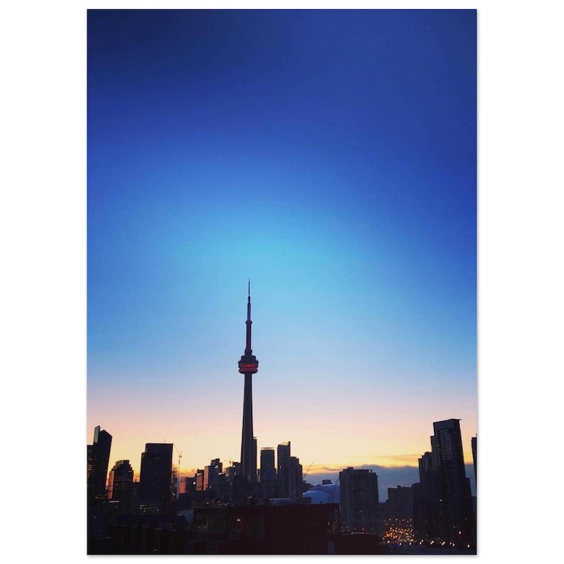 Toronto Skyline Poster | CN Tower Sunrise, Semi-Glossy Print (50x70 cm/ 20X28") image 1
