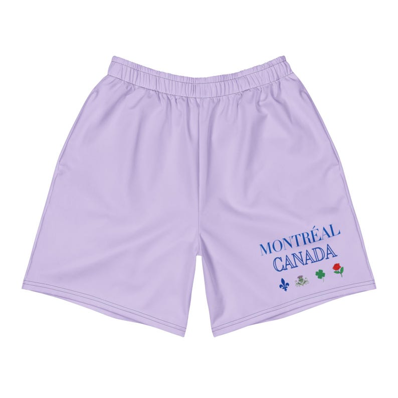 MONTRÉAL CANADA  Heritage Symbol Print Athletic Lavender Fog Long Shorts by Alter Standard | Eco friendly Unisex Long Shorts