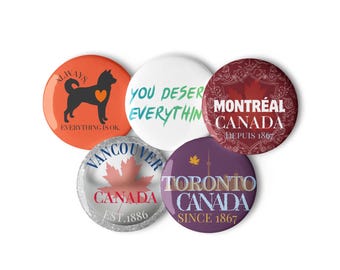 Kanadische Städte Shiba Inu Pin Set | Toronto, Montreal, Vancouver, Zitate
