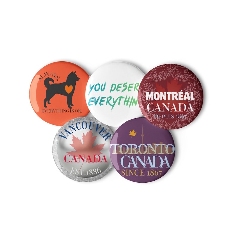 Set of pin buttons