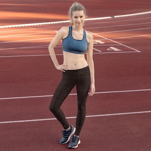 Calça de ioga de cintura alta xadrez marrom expresso | Lavender Line Activewear | Edição Limitada MARQUE