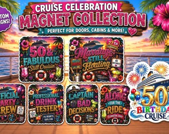 Imanes y pines para puertas de cruceros / Imanes para celebraciones de cruceros / Accesorios para cumpleaños en cruceros