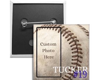Botones deportivos personalizados / Pines de béisbol, fútbol americano y baloncesto / 2x2