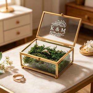 Boîte à bagues carrée en acrylique transparent, porte-bague moderne transparent pour cérémonie de mariage et proposition surprise