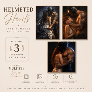 Dark Romance Art Print, Couple Embrace, Protector Series, BookTok Decor (Digital Prints)